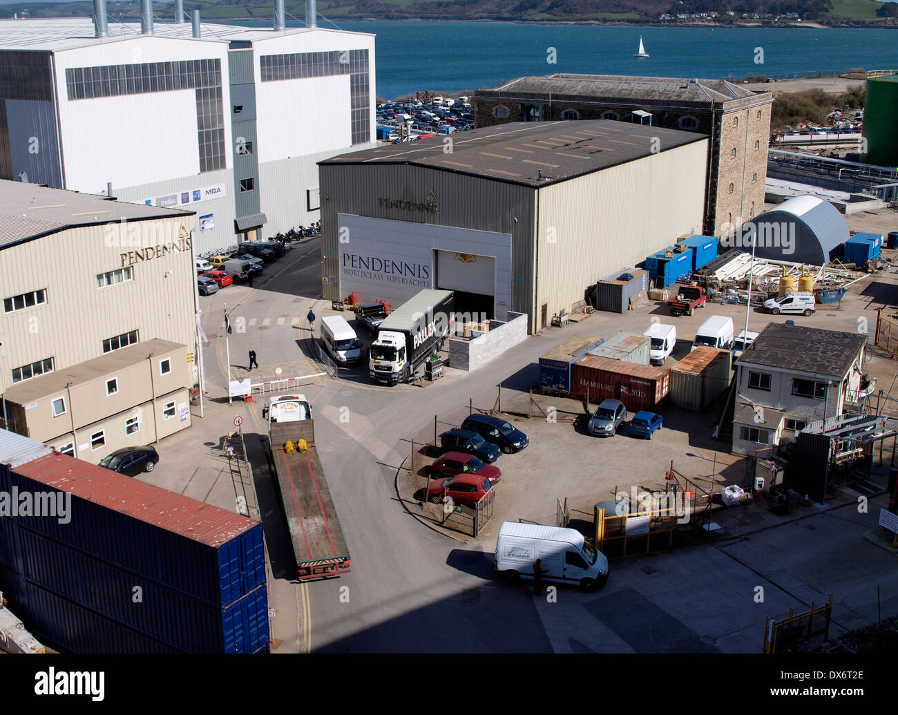 Pendennis Superyachten Fabrik, Falmouth, Cornwall, UK Stockfoto