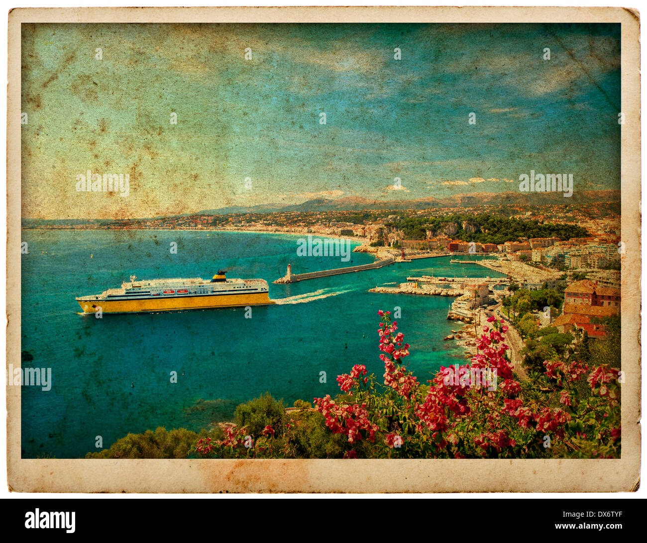 Blick auf mediterranen Resort, Nizza, Côte d ' Azur, Stockfoto