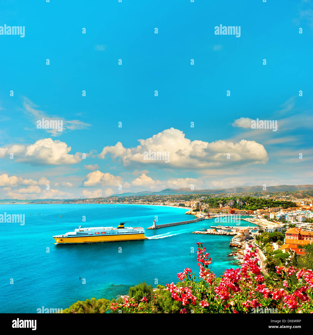 Blick auf mediterranen Resort Nizza, Côte d ' Azur, Frankreich. Côte d ' Azur Stockfoto