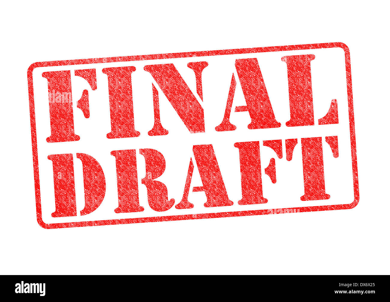FINAL DRAFT roten Stempel auf einem weißen Hintergrund. Stockfoto
