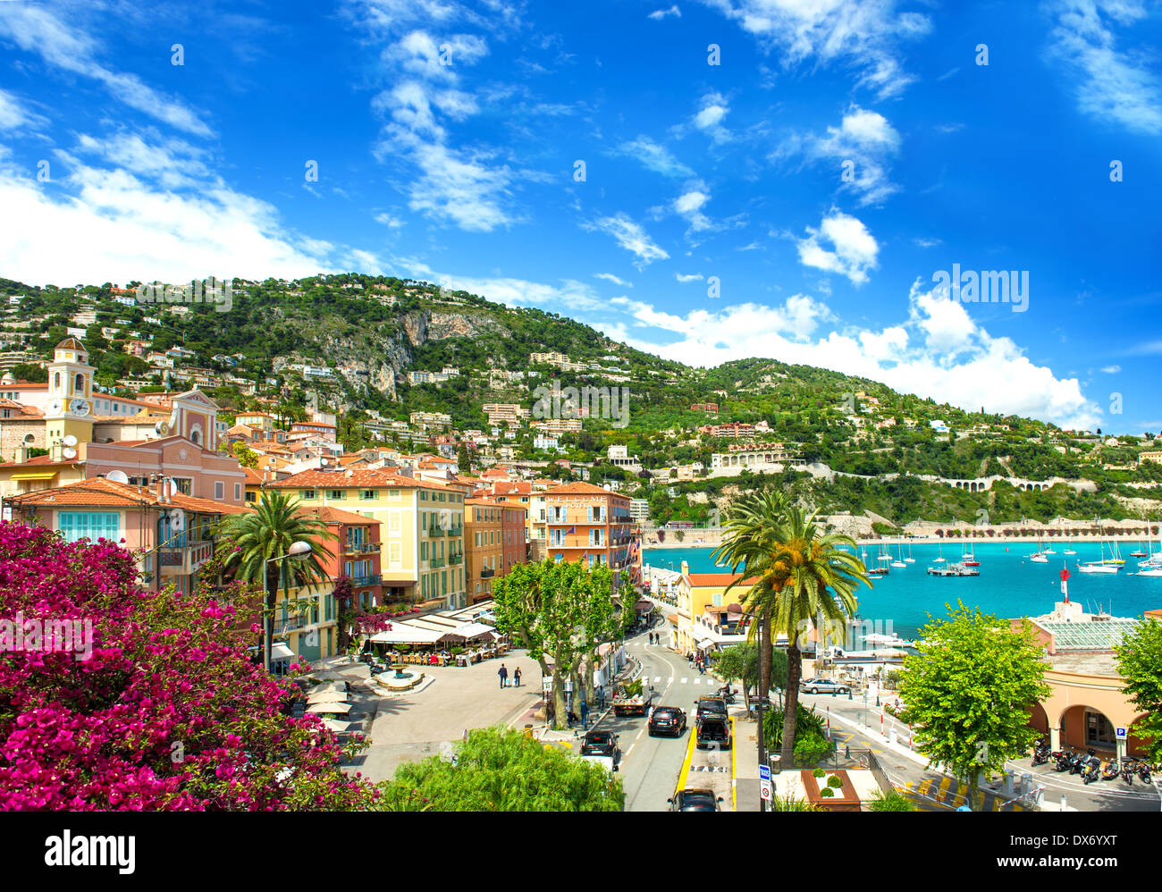 französischen Reviera, Blick auf Luxus-Resort und die Bucht von Villefranche-Sur-Mer in der Nähe von Nizza und Monaco. Stockfoto