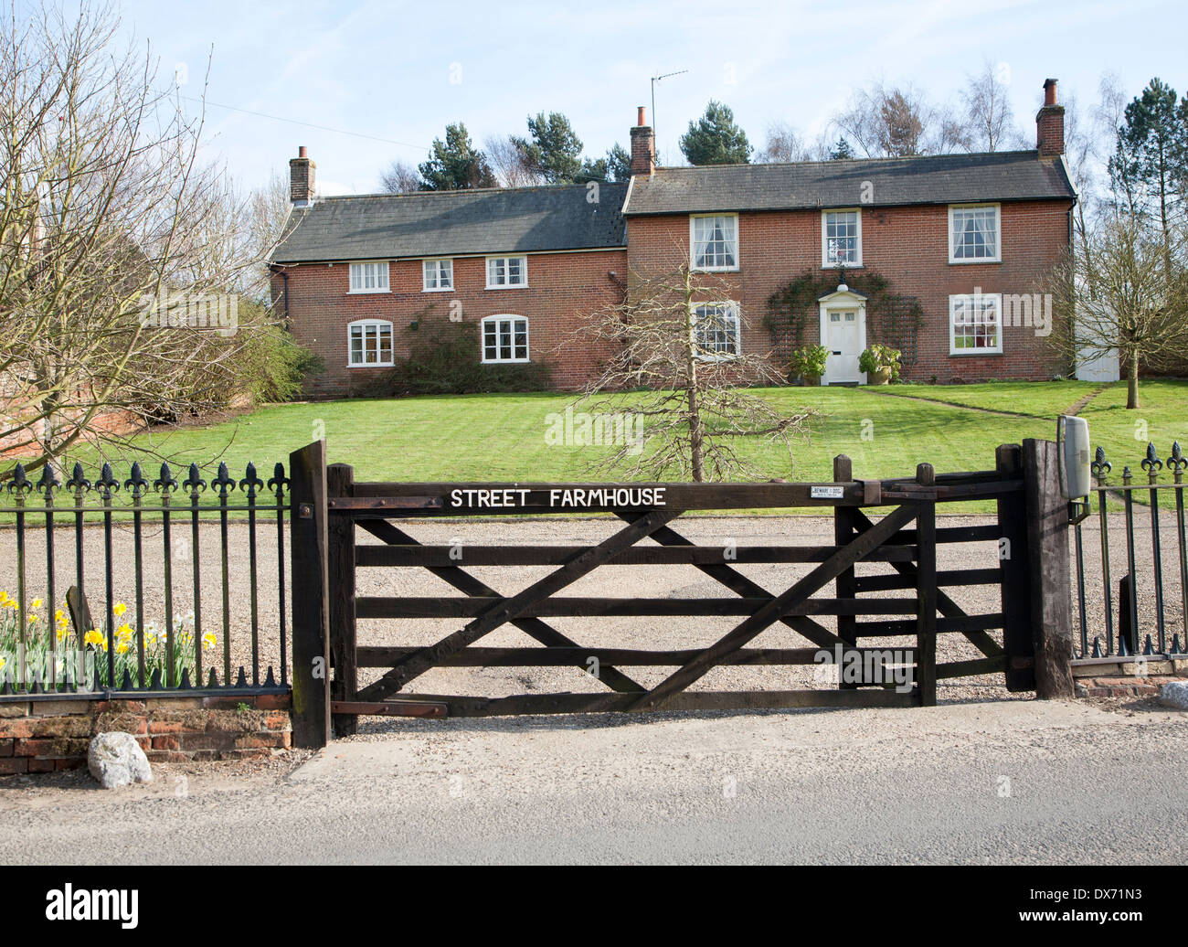 Straße Bauernhaus traditionelles Bauernhaus bauen, Shottisham, Suffolk, England Stockfoto