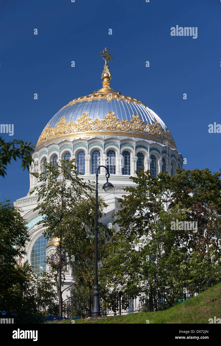 Orthodoxen Marine-Kathedrale des Heiligen Nikolaus in Kronshtadt, St. Petersburg Russland Stockfoto