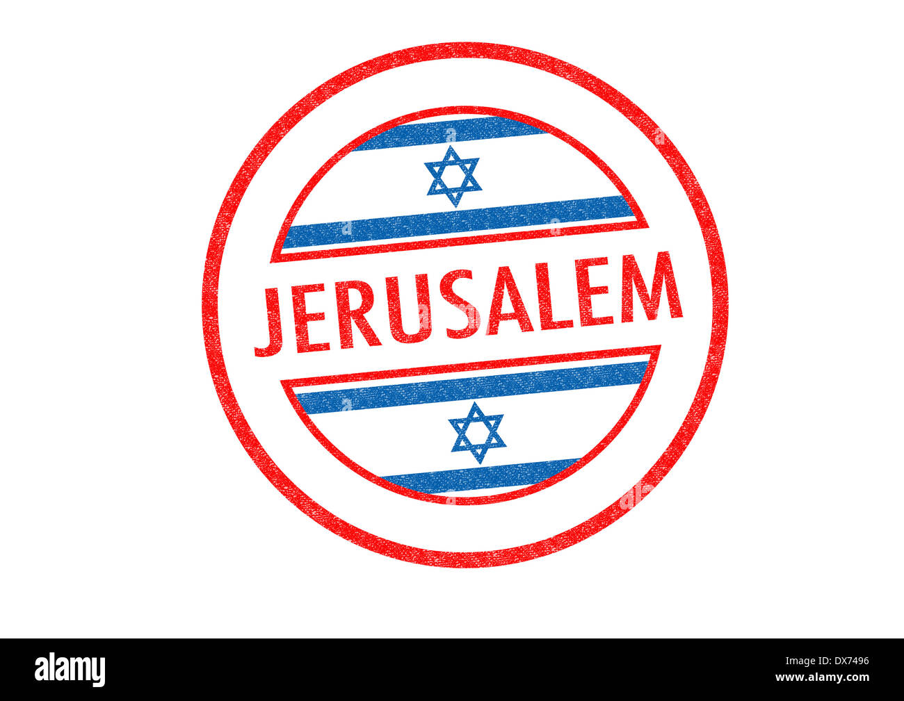 Reisepass-Stil JERUSALEM (Hauptstadt von Israel) Stempel auf einem weißen Hintergrund. Stockfoto