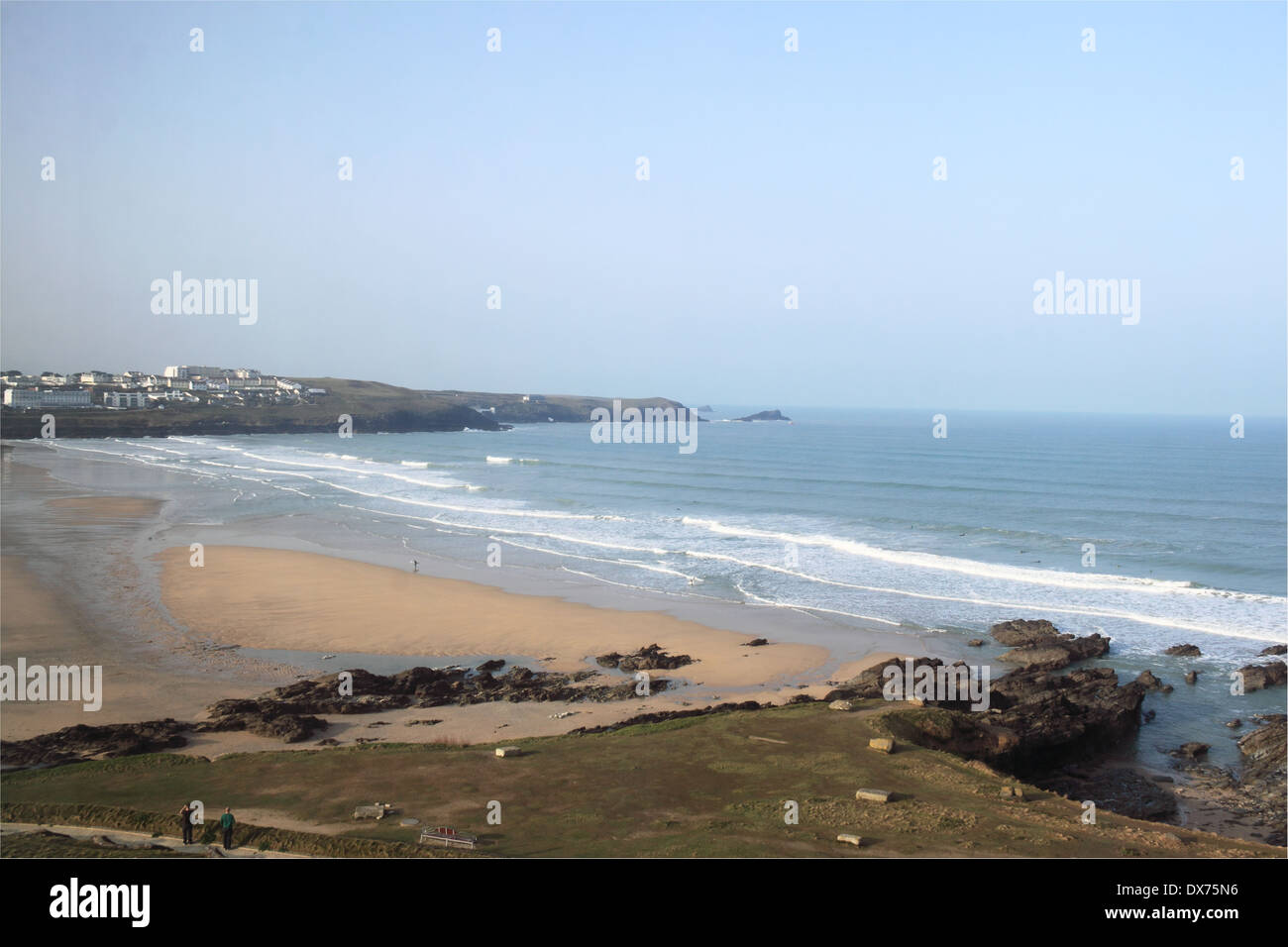 Blick vom The Headland Hotel, Fistral Strand, Newquay, Cornwall, England, Großbritannien, Deutschland, UK, Europa Stockfoto
