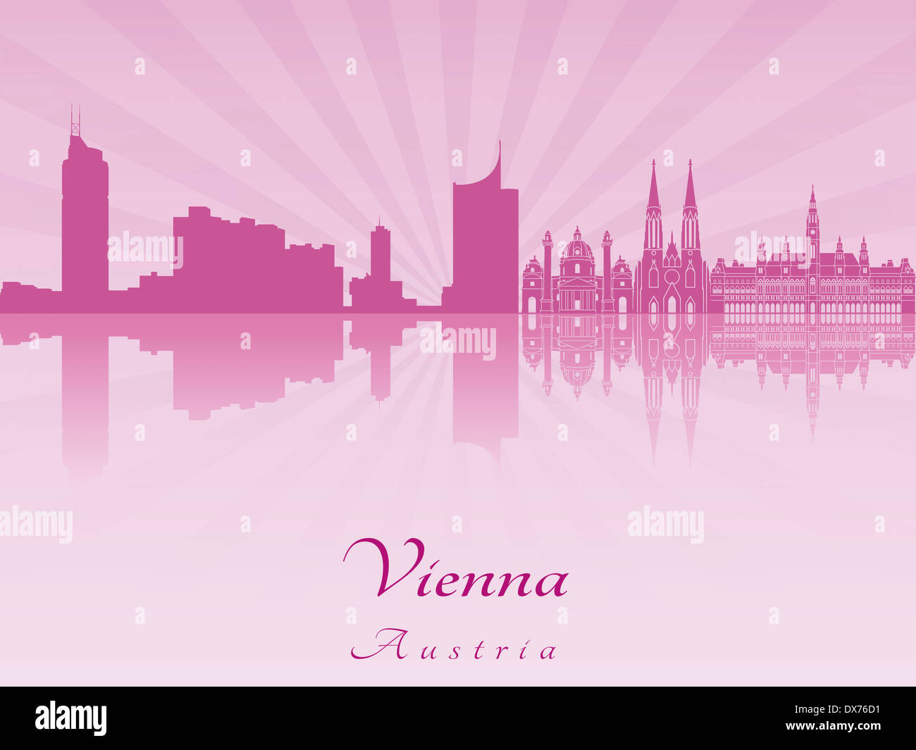 Vienna-Skyline in lila radiant Stockfoto