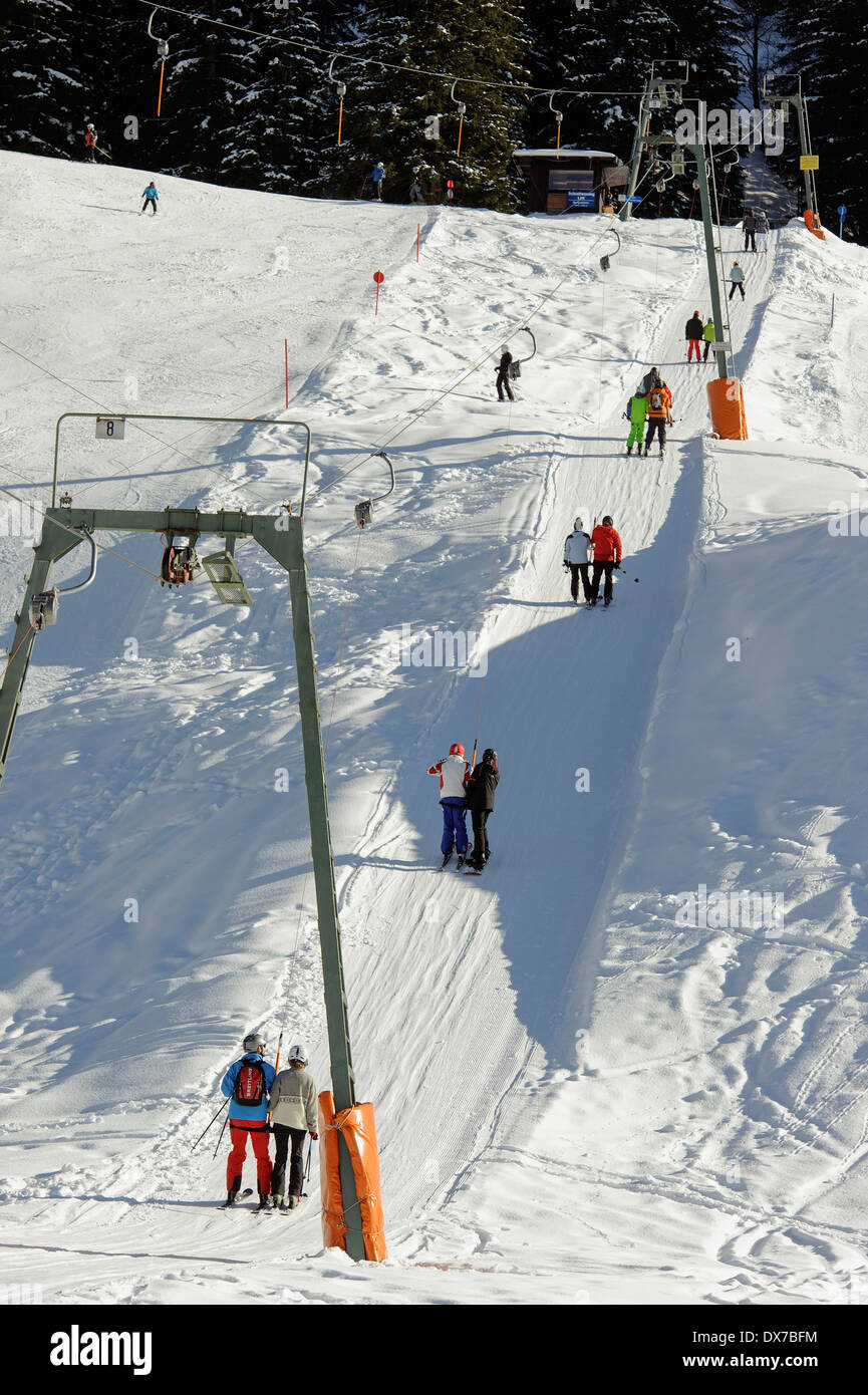 Skilift am Mt. Sellereck in der Nähe von Oberstdorf, Allgäu, Bayern, Deutschland Stockfoto