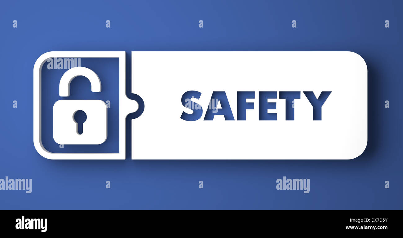 Sicherheitskonzept auf Blau im flachen Design-Stil. Stockfoto
