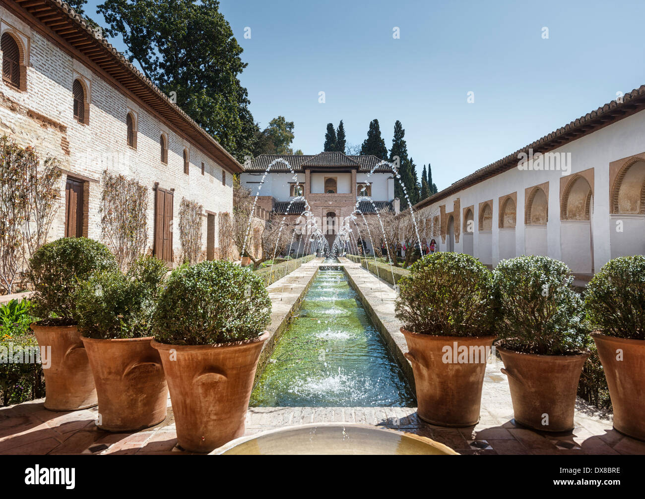 Das Gericht von la Acequia oder Wassergarten in den Palast Generalife in der Alhambra Granada Spanien Stockfoto Das Gericht von la Acequia oder Wassergarten in den Palast Generalife in der Alhambra Granada Spanien Stockfoto