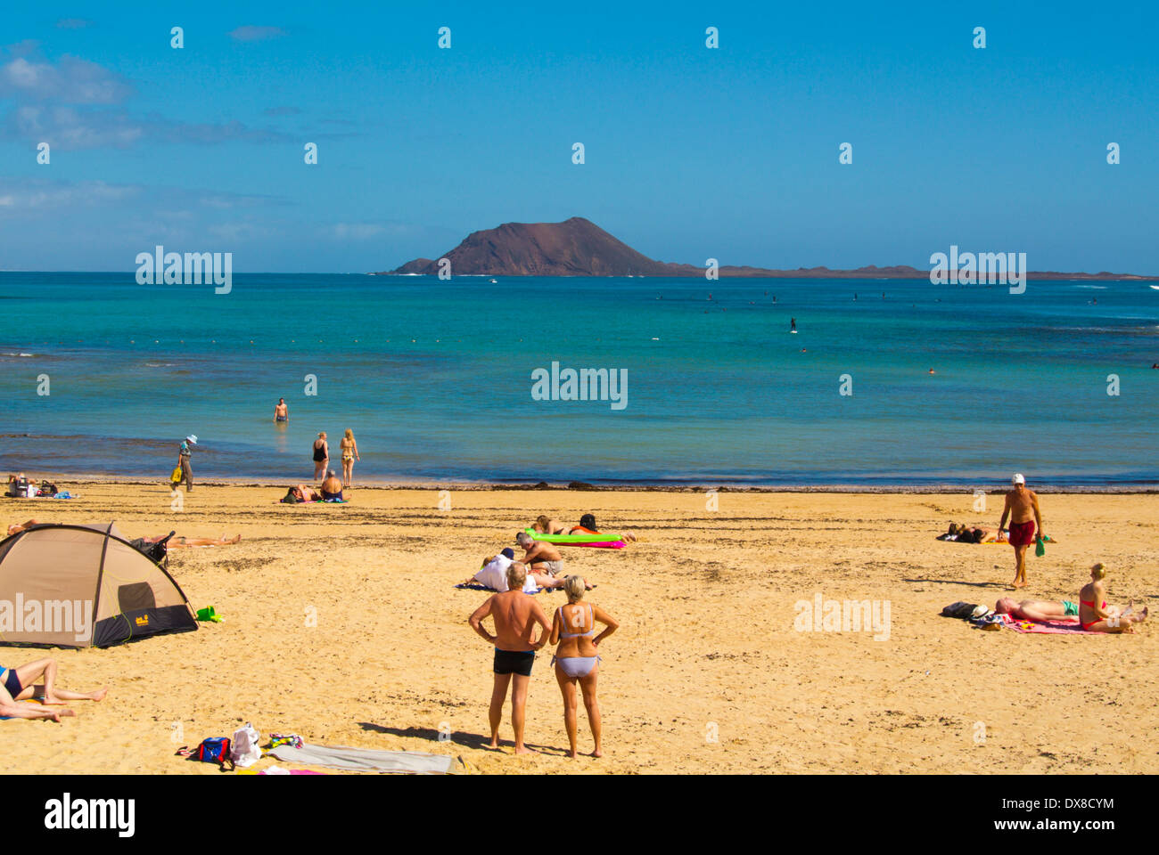 Strand Playa Corralejo Viejo, Corralejo, Fuerteventura, Kanarische Inseln, Spanien, Europa Stockfoto