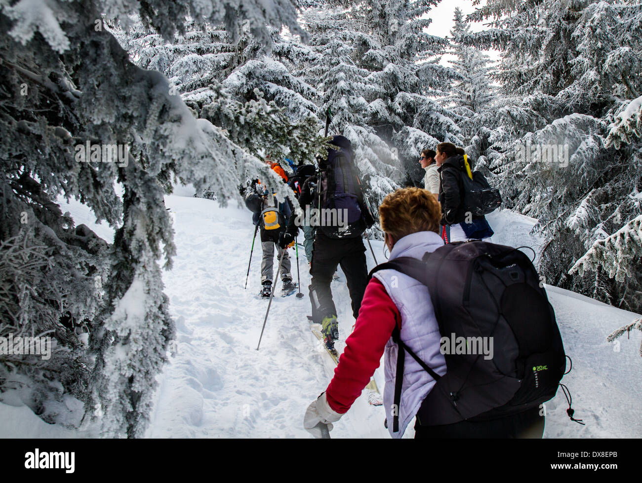 Christi Himmelfahrt Schneeschuhwanderer Stockfoto