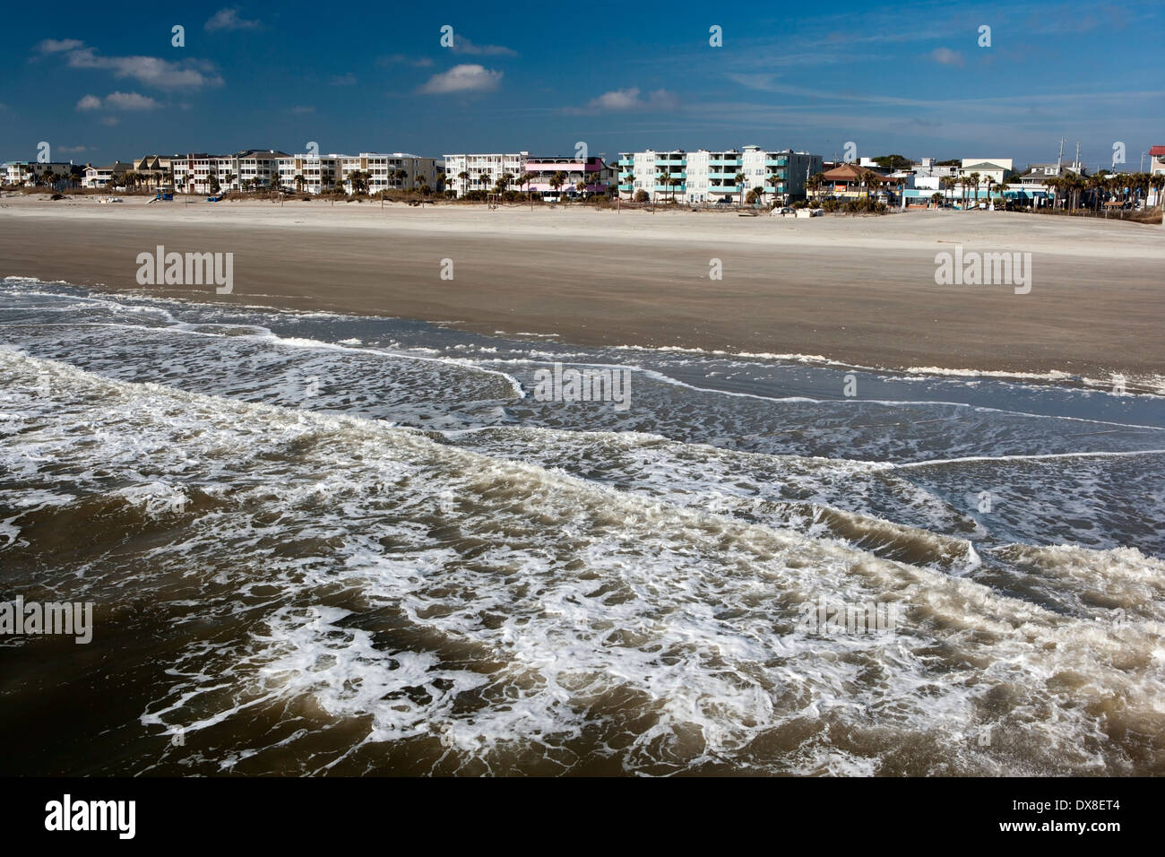 Blick vom Tybee Island Pier - Tybee Island, Georgia USA Stockfoto