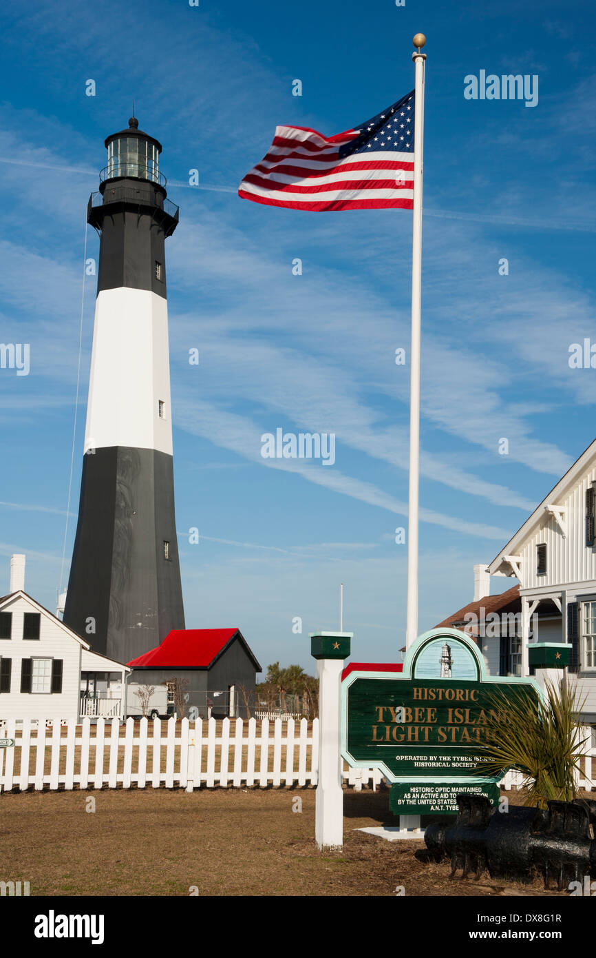 Tybee-Leuchtturm - Tybee Island, Georgia USA Stockfoto