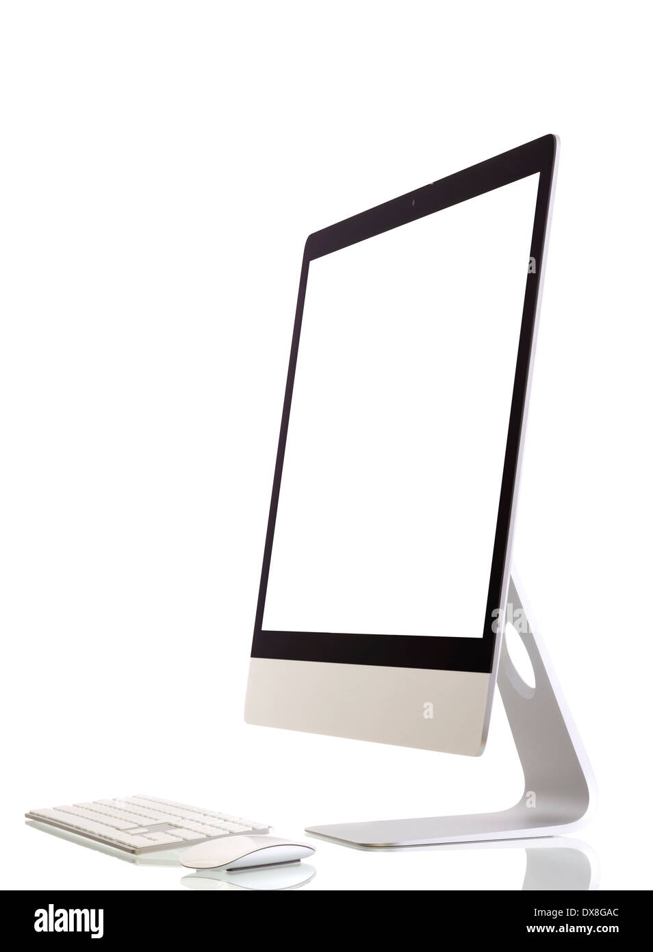 Darstellung der modernen Computer-Monitor mit leeren Bildschirm. Isoliert auf weiss. für Bildschirm hinzugefügt. Stockfoto
