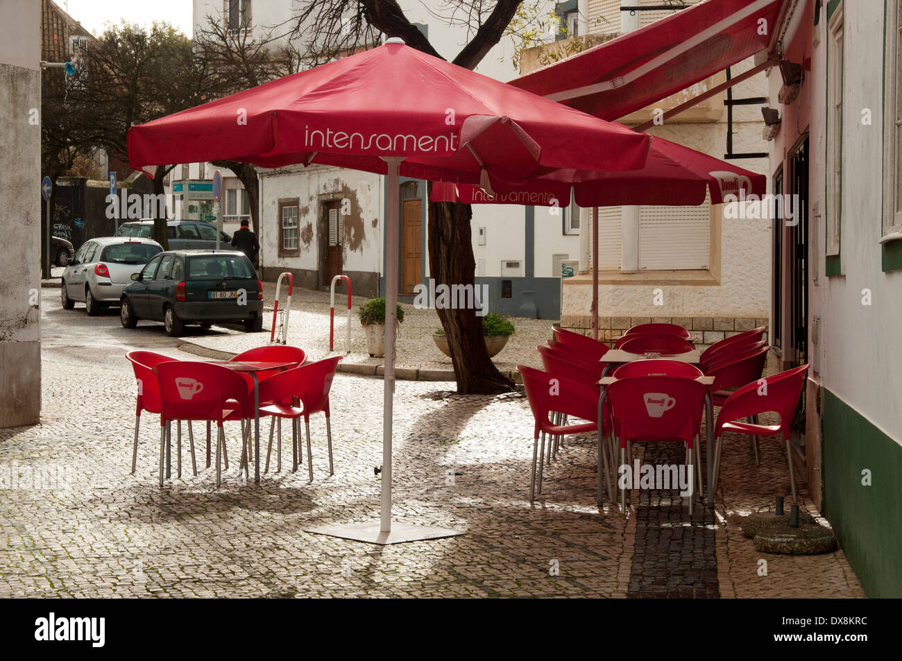 Straßencafé in Lagos Portugal Stockfoto