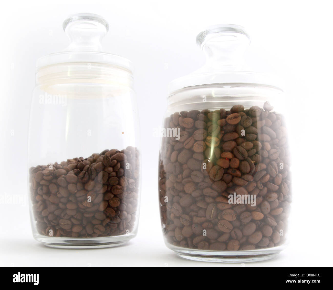 Kaffeebohnen im Weckglas Stockfoto