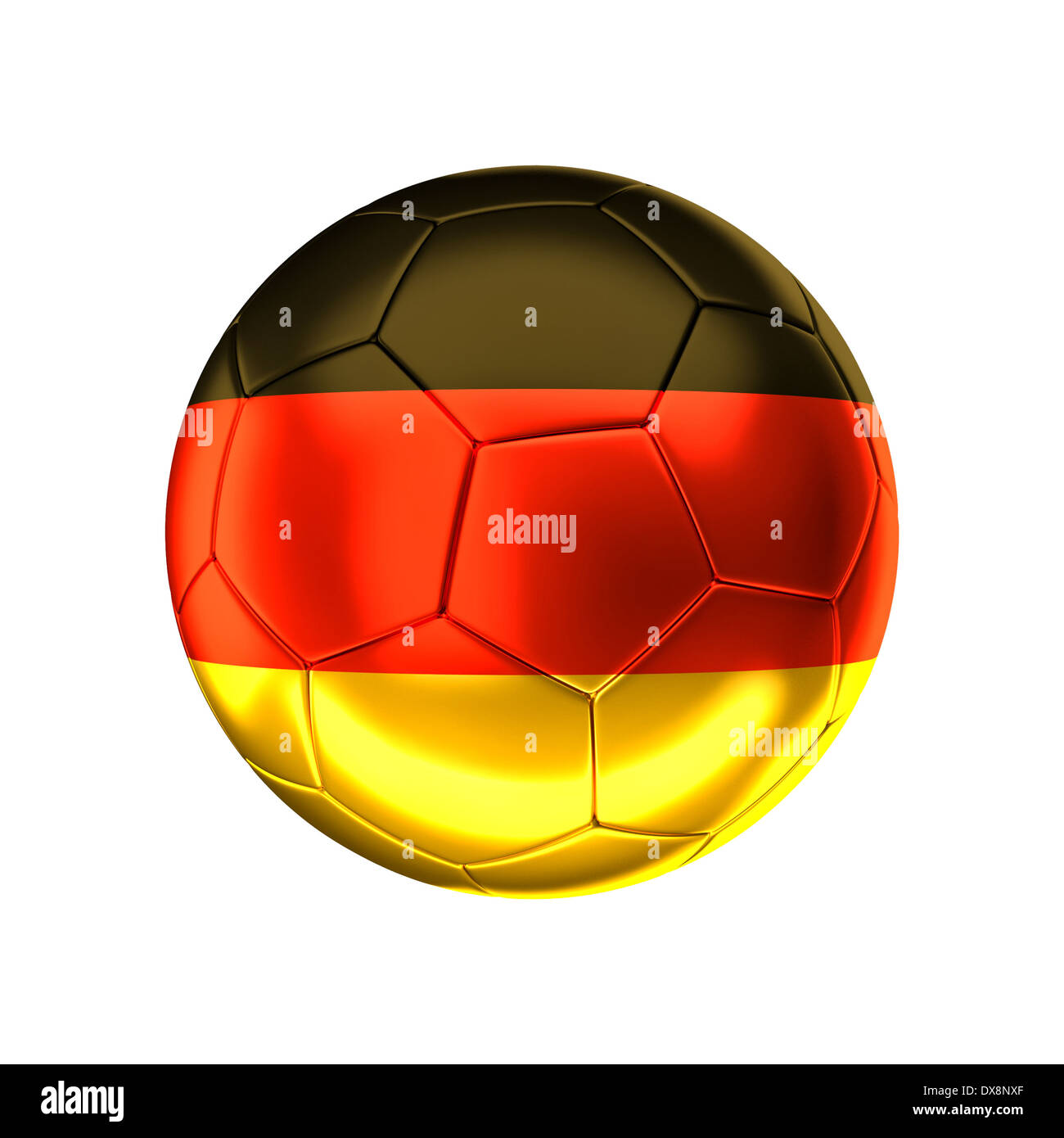 3D Fußball mit deutscher Flagge isoliert auf weiss Stockfoto