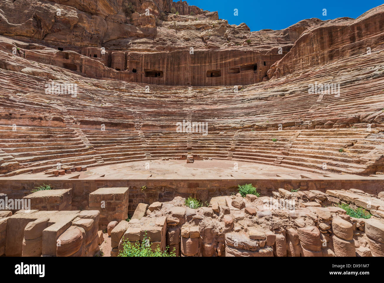 Römisches Theater Arena im nabatäischen Petra Jordanien Naher Osten Stockfoto