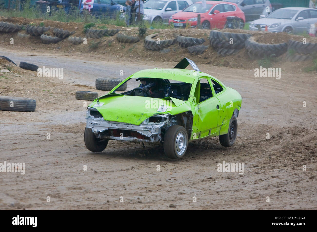 Stansted Raceway Banger und Stock Car-Rennen Stockcar Stockfoto