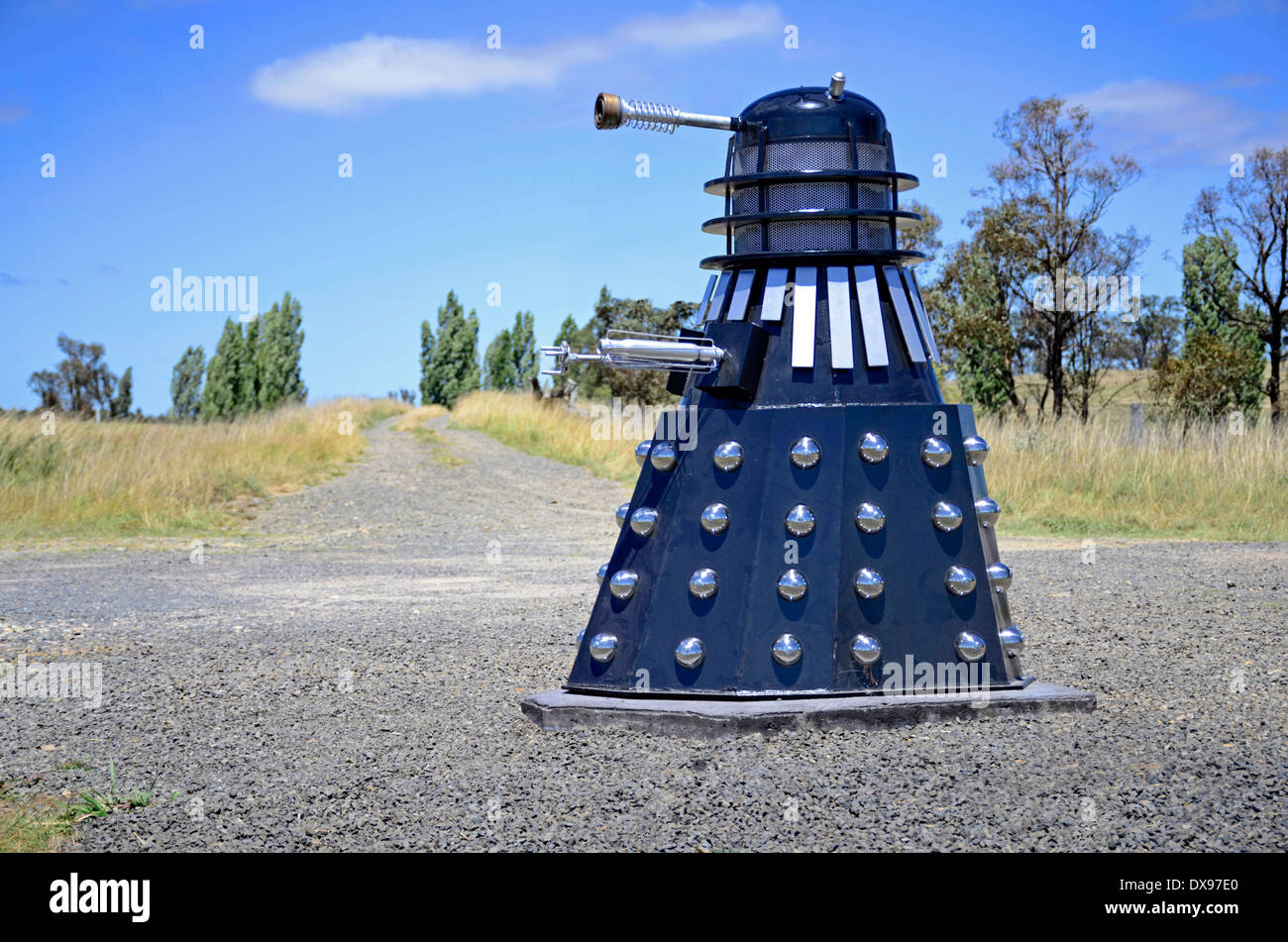 Ungewöhnliche Dalek Roadside Mailbox, Stockfoto