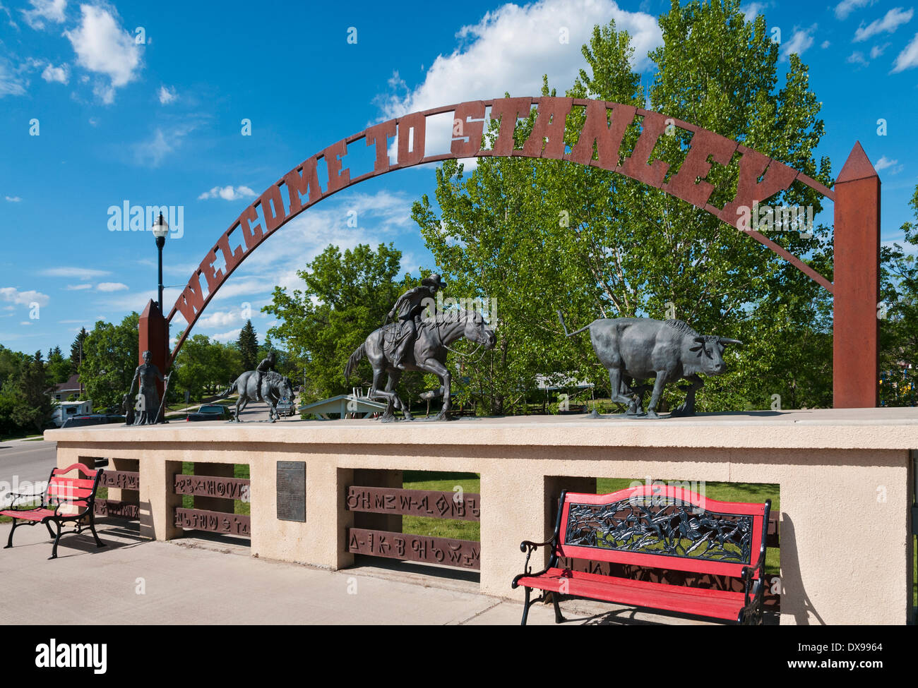 Bakken Shale Oil Bildung Region, Stanley, North Dakota, Williston Becken ist die Kreisstadt Mountrail, westliche Kunstskulptur Stockfoto