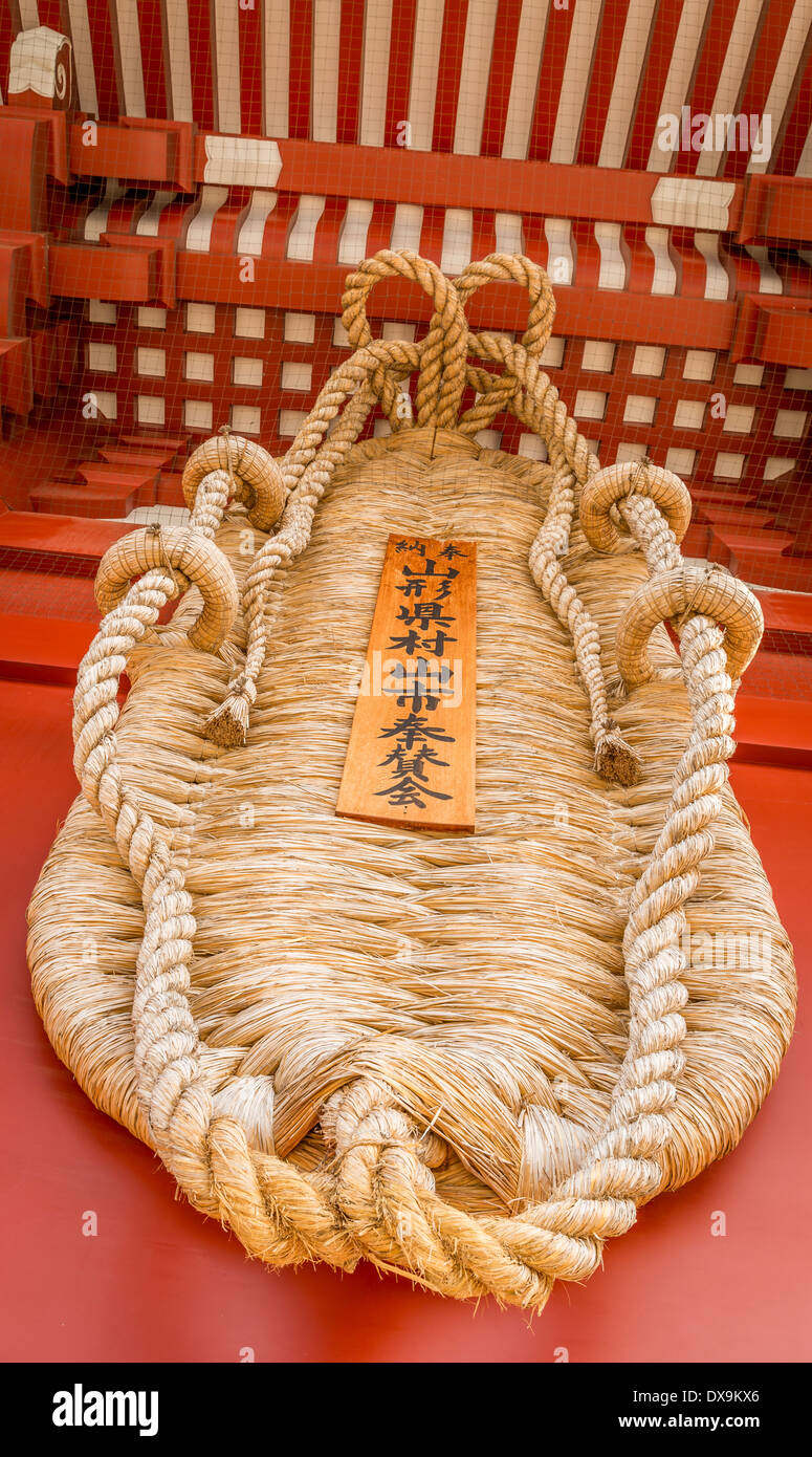 Riesige Sandale auf Hozomon Tor, Asakusa-Tempel, Tokyo, Japan Stockfoto