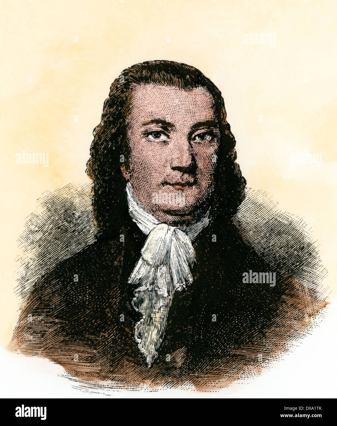 Gründervater Robert Livingston. Hand - farbige Holzschnitt Stockfoto