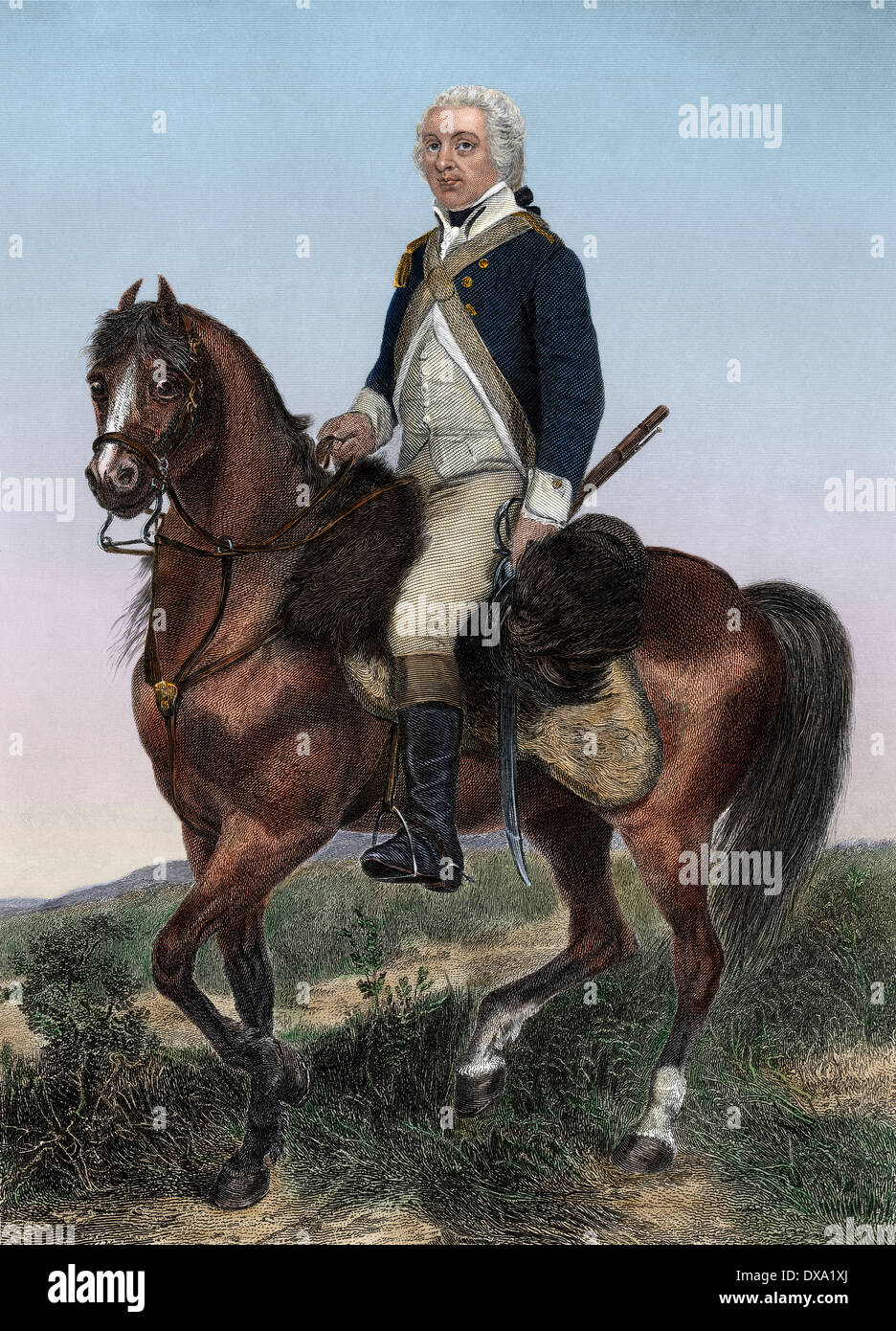 American General Henry Lee, bekannt als Lighthorse Harry Lee. Digital farbige Stahlstich Stockfoto