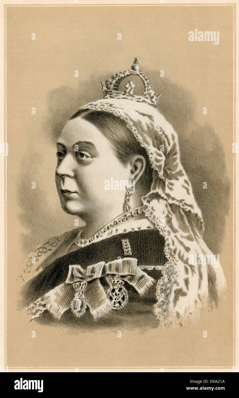 Ihre Majestät, Königin Victoria, 1880. Schabkunst Stockfoto