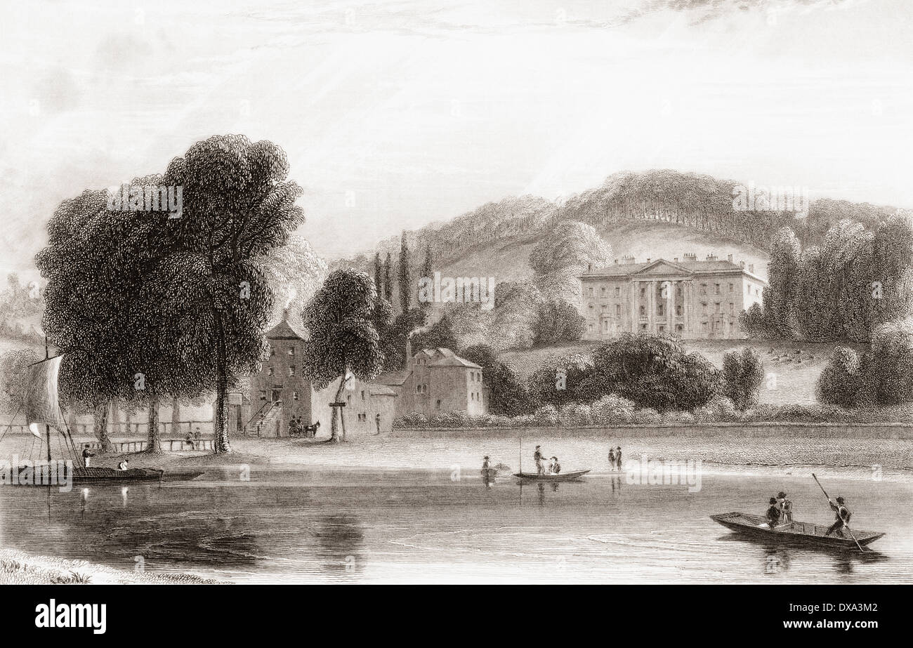19. Jahrhundert-Ansicht von Beaumont Lodge, Old Windsor, Berkshire, England. Stockfoto