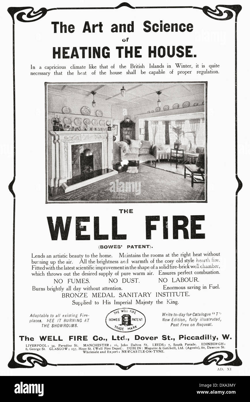 Anfang des 20. Jahrhunderts Werbung für das gut Feuer. Stockfoto
