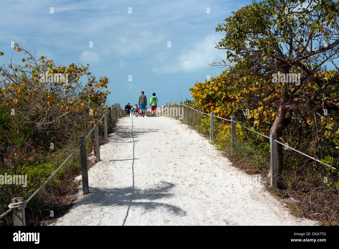 Weg zu Bowmans Beach - Sanibel Island, Florida USA Stockfoto