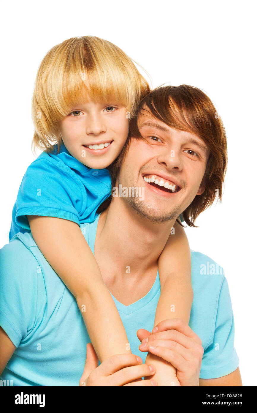 Vater mit kleinen Jungen Stockfoto