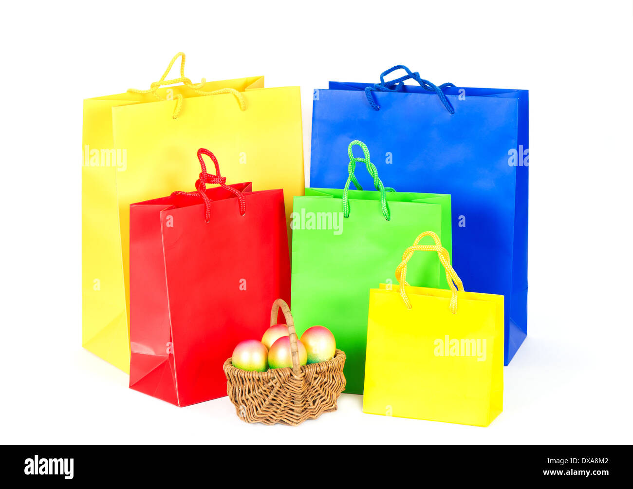 Bunte Taschen. Ostern einkaufen Stockfoto