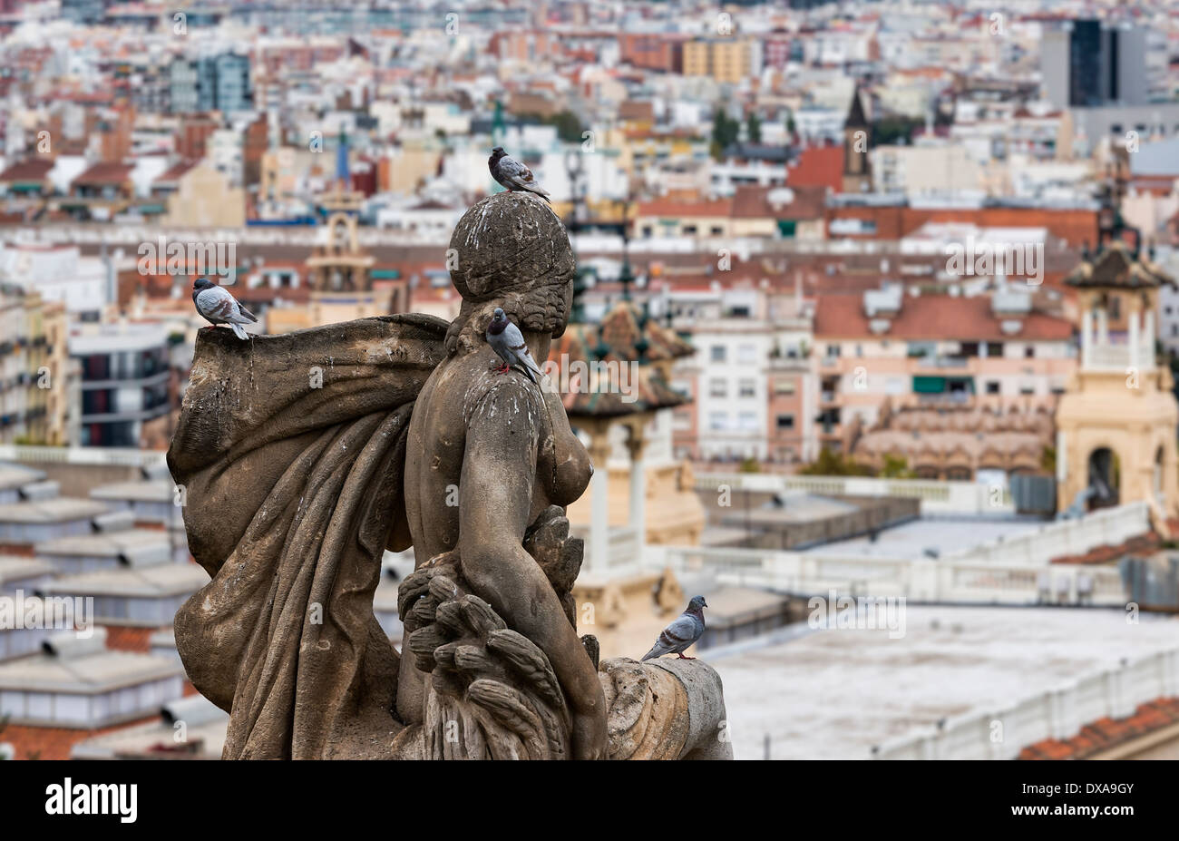 Stadt sehen, von den Stufen des Museu Nacional d ' Art de Catalunya, Barcelona, Spanien Stockfoto