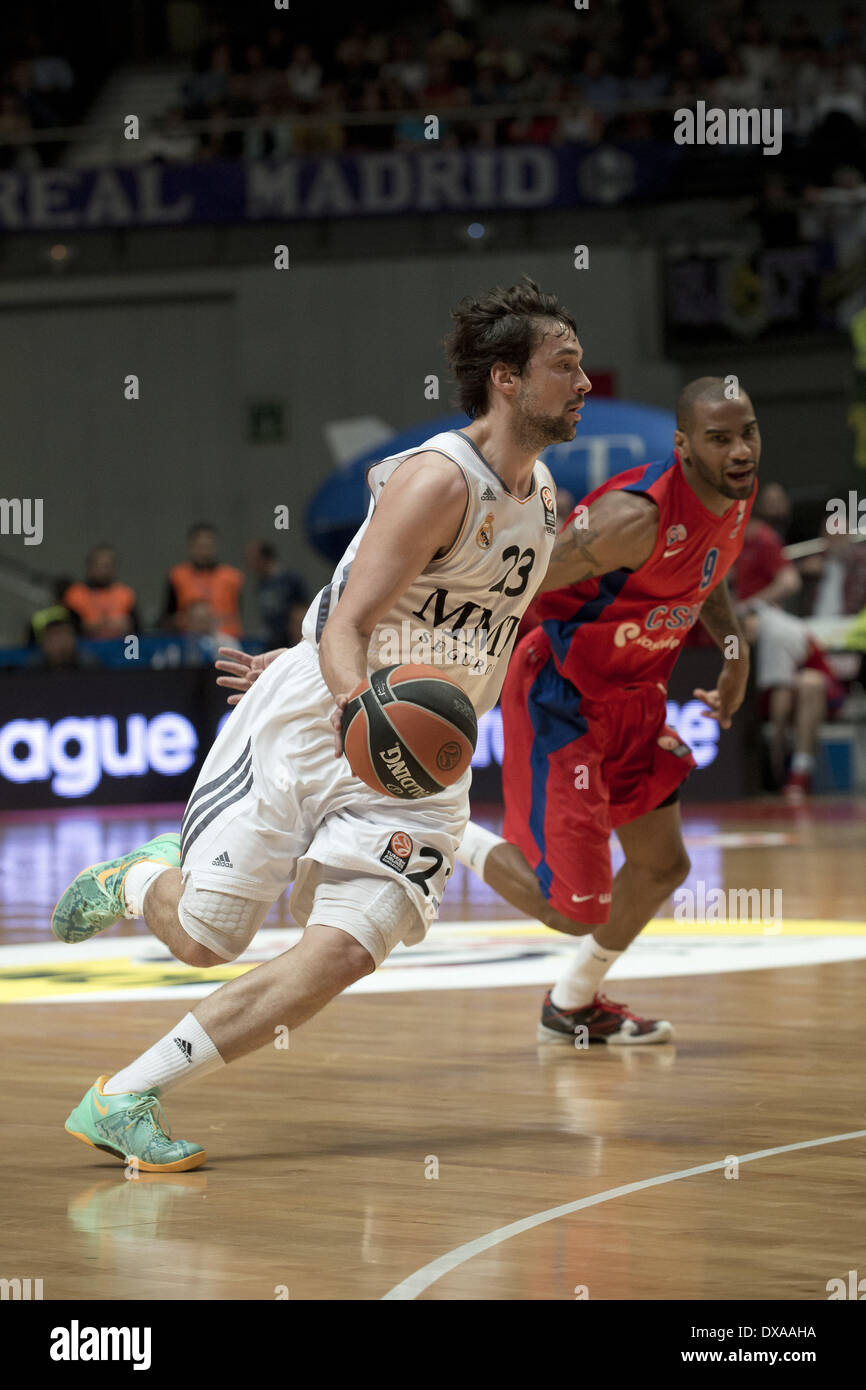 Madrid, Spanien. 20. März 2014. Spieler in Real Madrid Basketball Euroleague TOP 16-Partie zwischen Real Madrid und ZSKA Moskau spielte im Palacio de Deportes in Madrid, Spanien, 20 März 2014.Photo: Oscar Gonzalez/NurPhoto © Oscar Gonzalez/NurPhoto/ZUMAPRESS.com/Alamy Live-Nachrichten Stockfoto