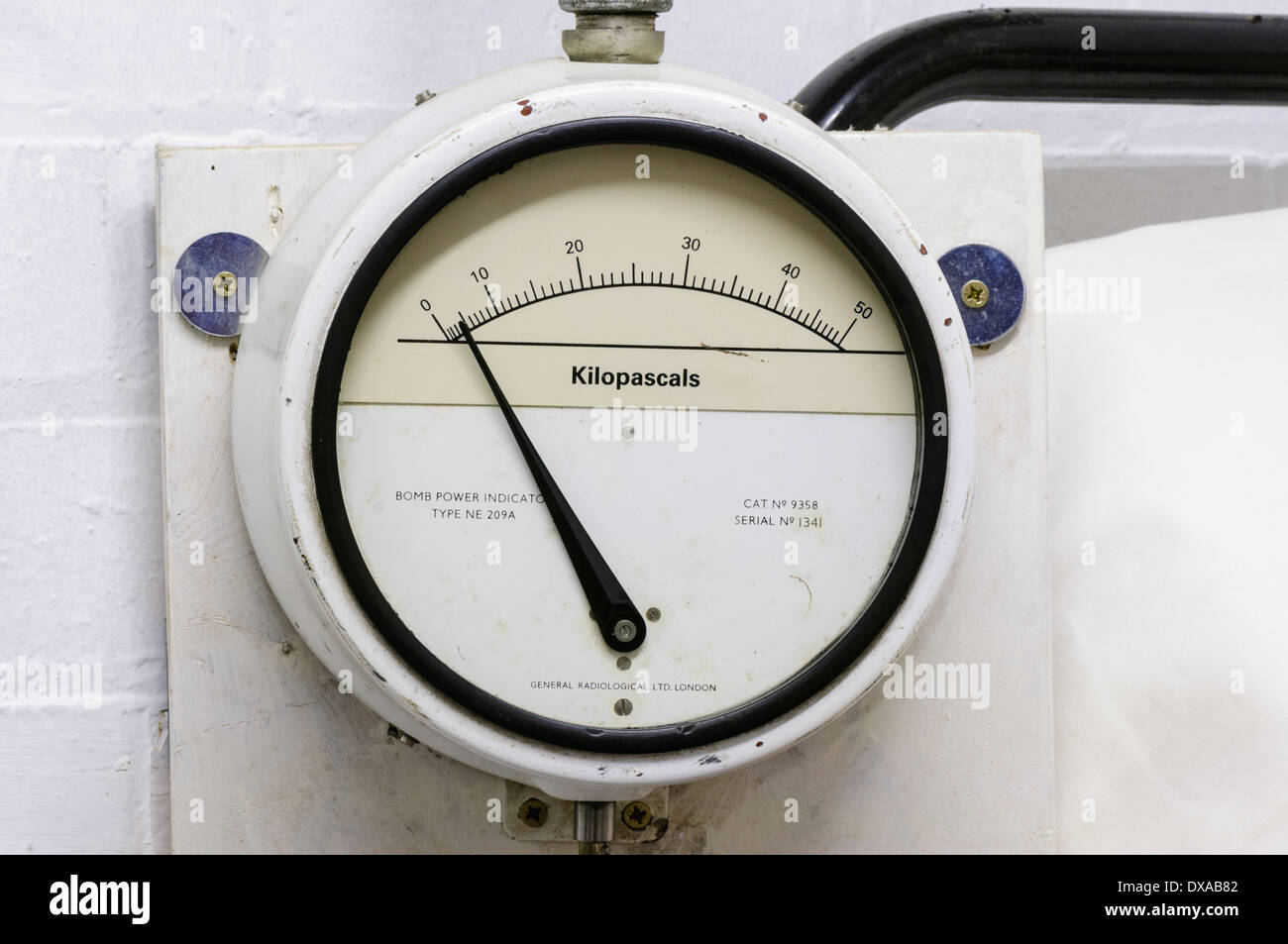Messgerät zur Messung der Explosion einer Atombombe in einem Atombunker Royal Observer Corp Stockfoto