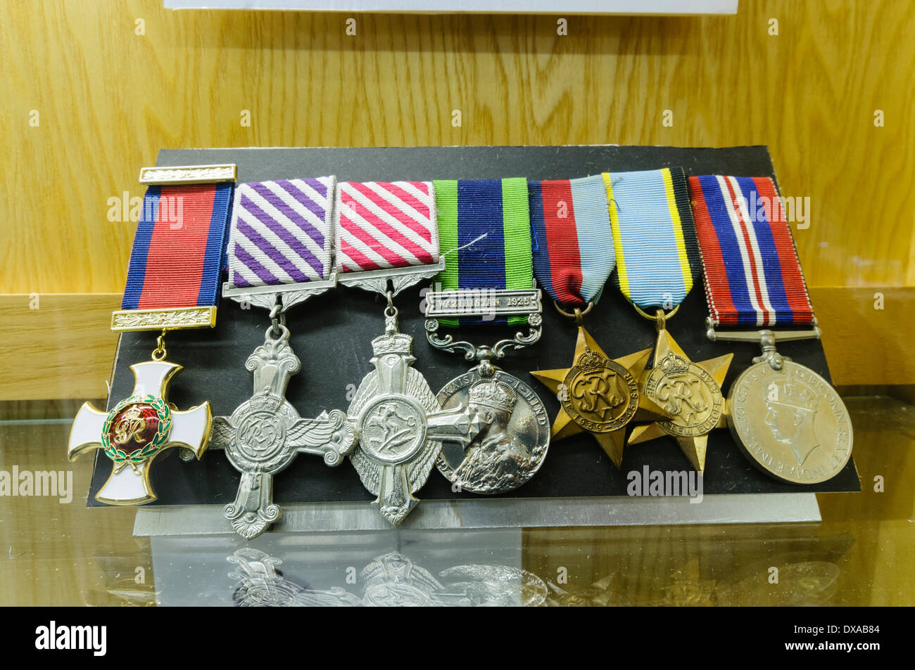 Medaillen, darunter ein Distinguished Flying Cross WW2 Veteran angehören Stockfoto