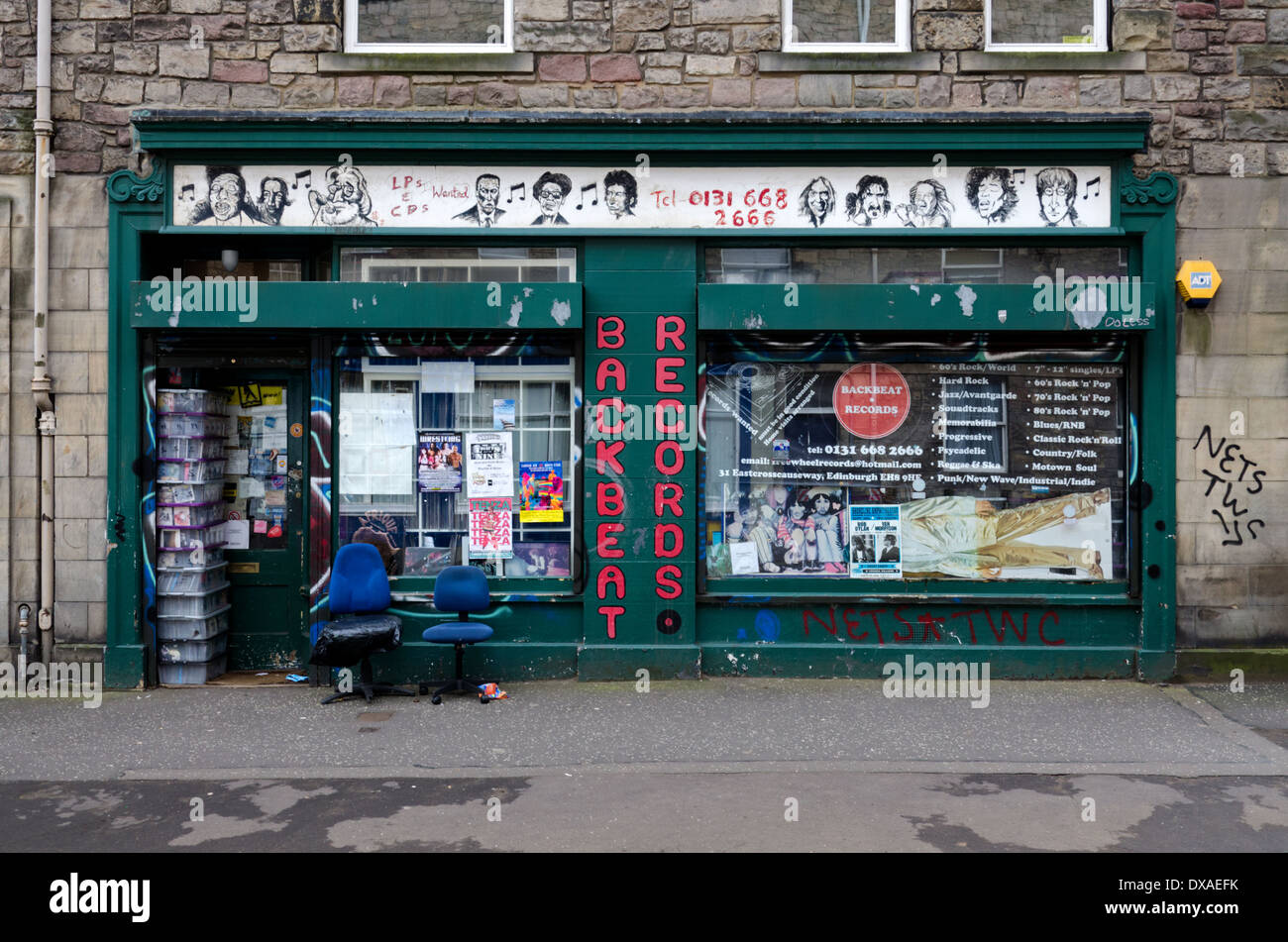 Backbeat Records - eine gebrauchte Platte und CD speichern in East Crosscauseway, Edinburgh. Stockfoto
