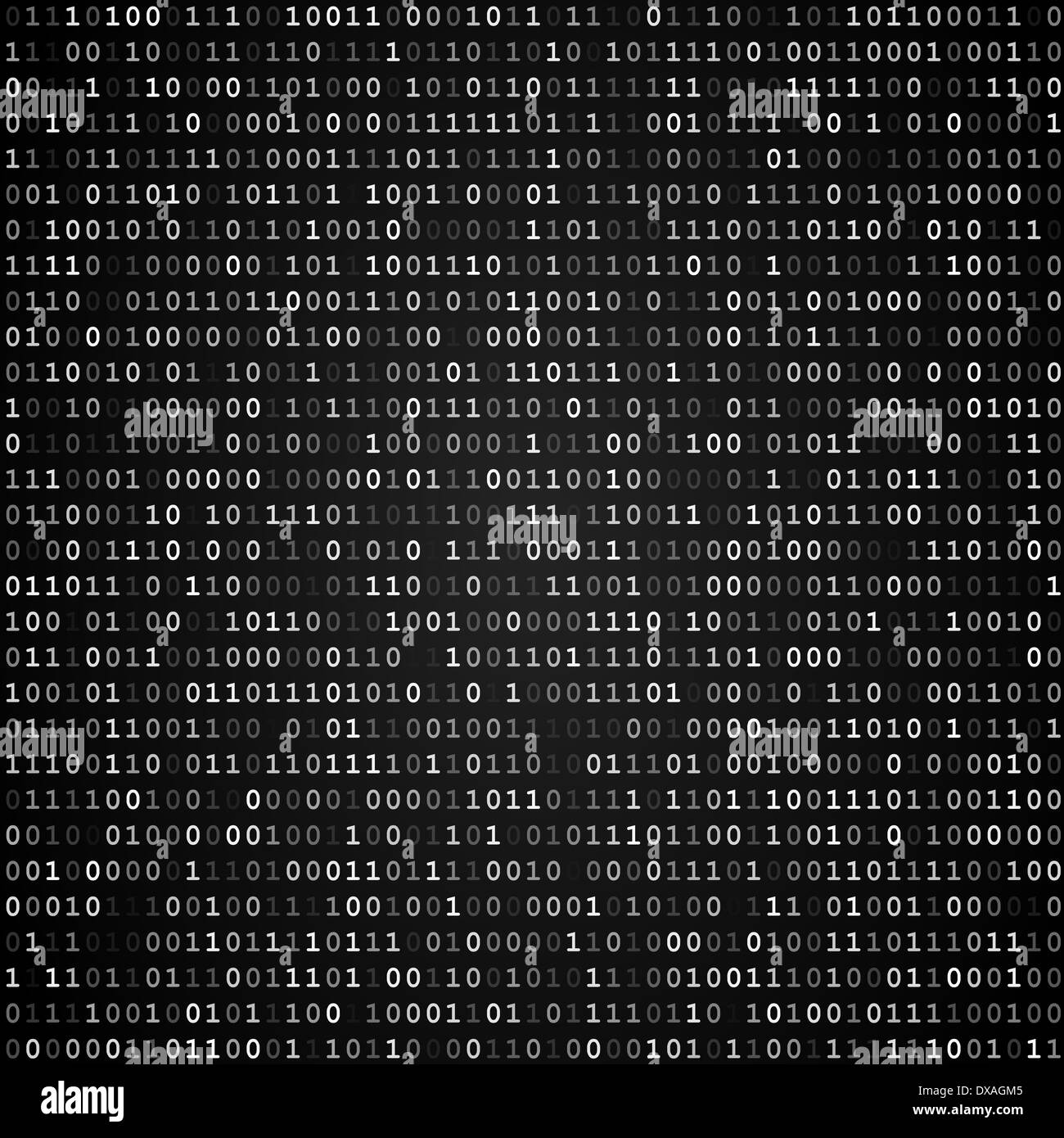 Binär-Code-Bildschirm schwarz Stockfoto