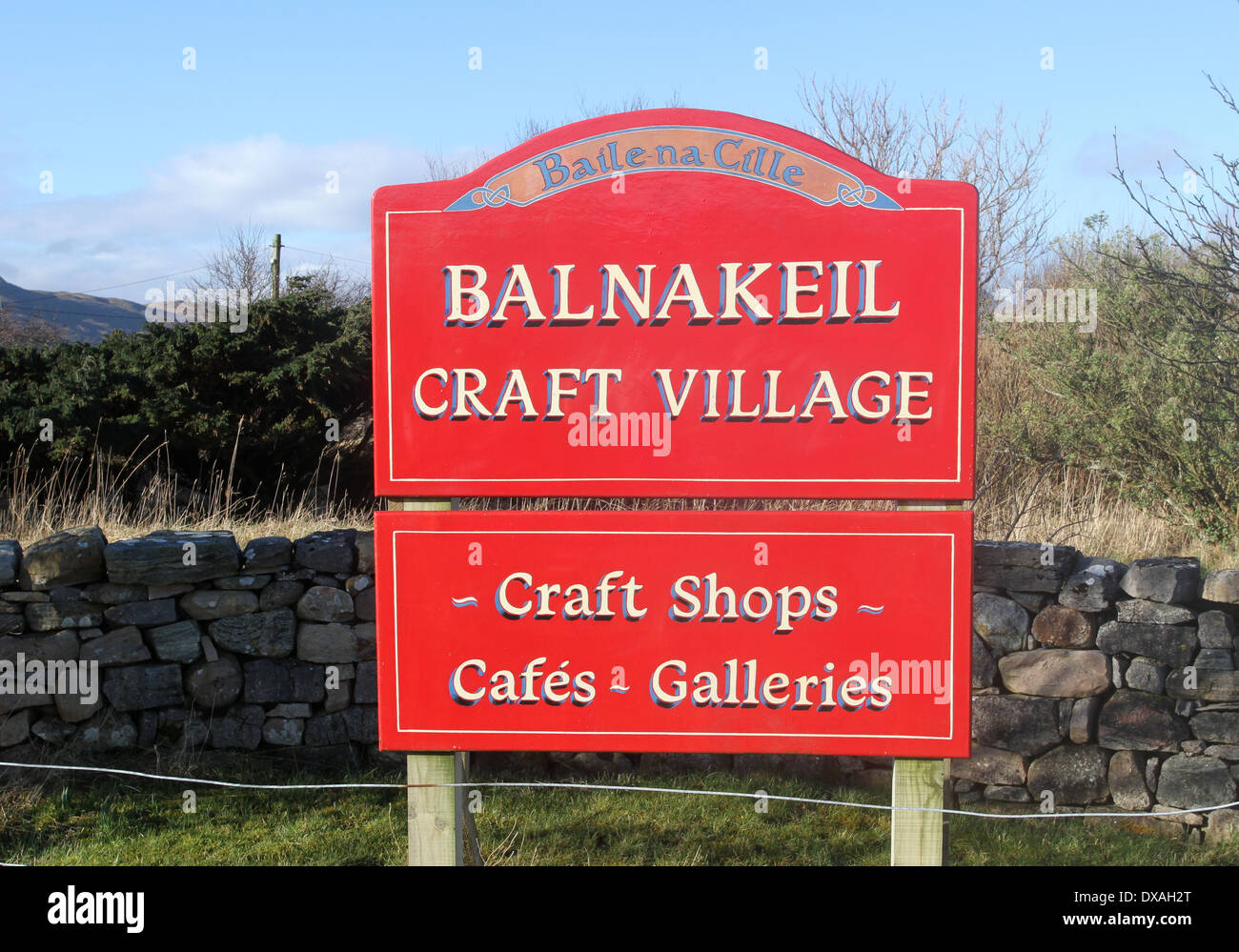 Zeichen für balnakeil Craft Village in der Nähe von Durness Schottland März 2014 Stockfoto