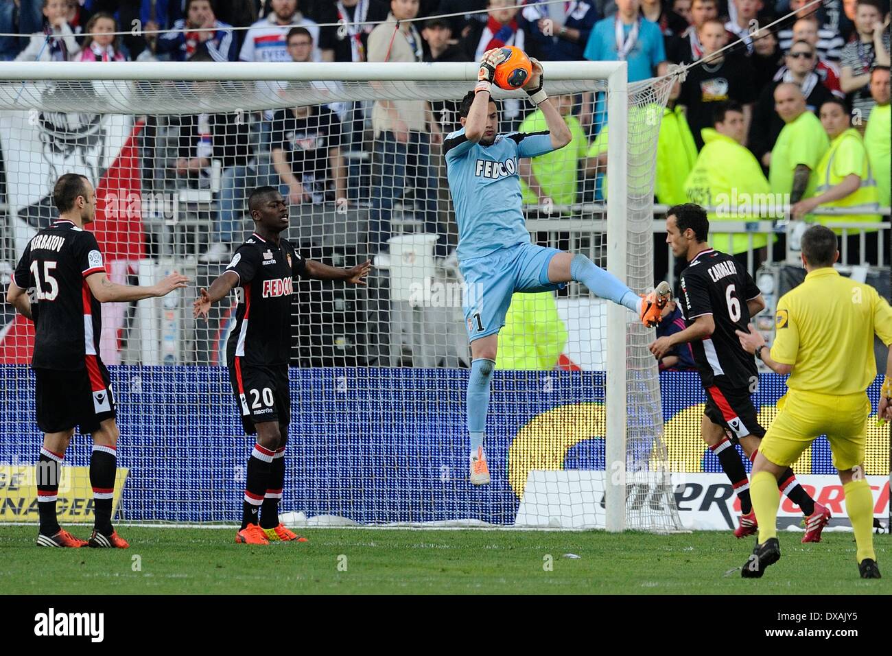 Lyon, Frankreich. 16. März 2014. Französischen Liga 1 Fußball. Lyon gegen Monaco. Danijel Subasic (Monaco) © Action Plus Sport/Alamy Live News Stockfoto