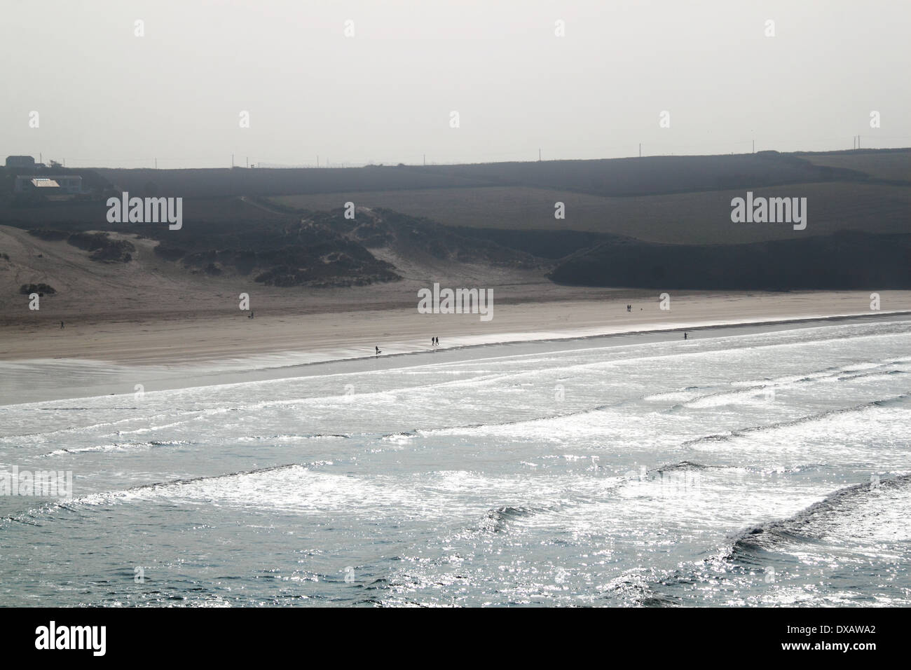Crantock Beach von Pentire Osten Landzunge, Newquay Bay, Cornwall, England, Großbritannien, Vereinigte Königreich, UK, Europa Stockfoto