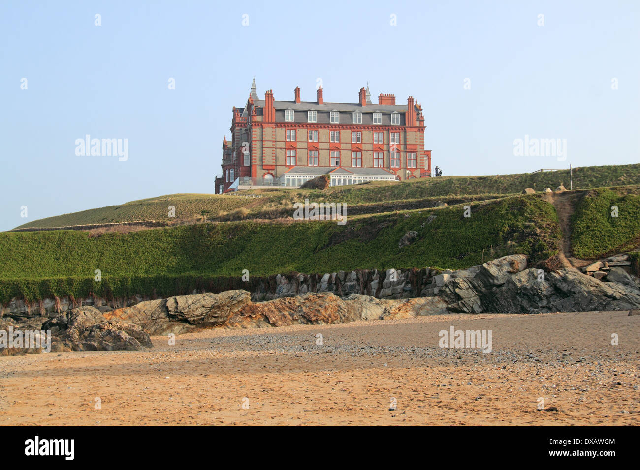 Die Landzunge Hotel, Fistral Strand, Newquay, Cornwall, England, Großbritannien, Deutschland, UK, Europa Stockfoto