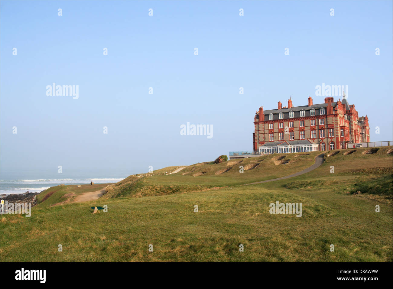 Seite der Landzunge Hotel, Fistral Strand, Newquay, Cornwall, England, Großbritannien, Deutschland, UK, Europa Stockfoto