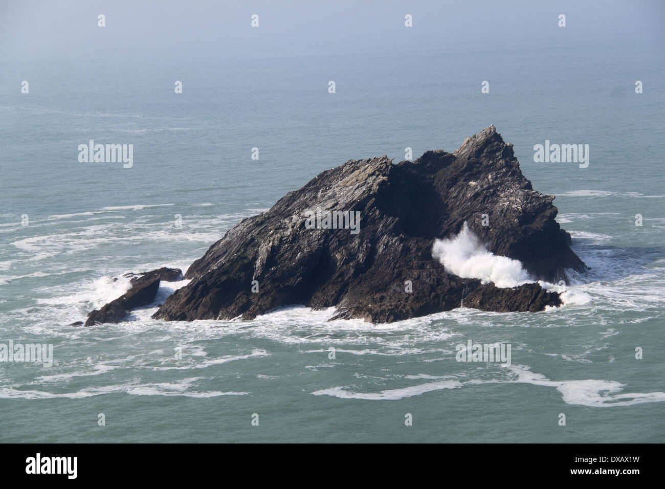 Rock wie die Gans, aus Pentire Osten Landspitze, die Bucht von Newquay, Cornwall, England, Großbritannien, USA, UK, Europa bekannt Stockfoto