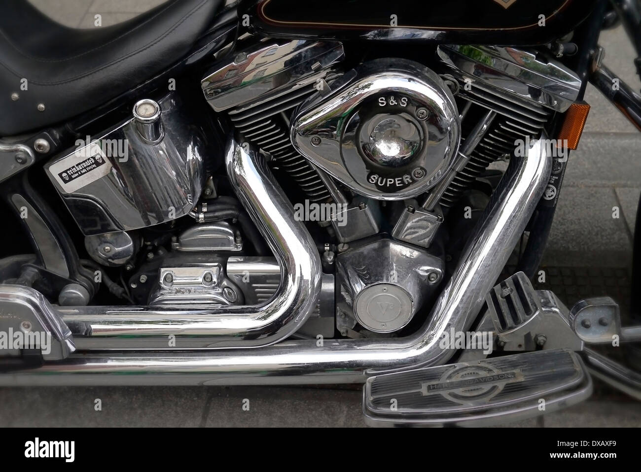 Harley Davidson Motorradmotor hautnah Stockfoto