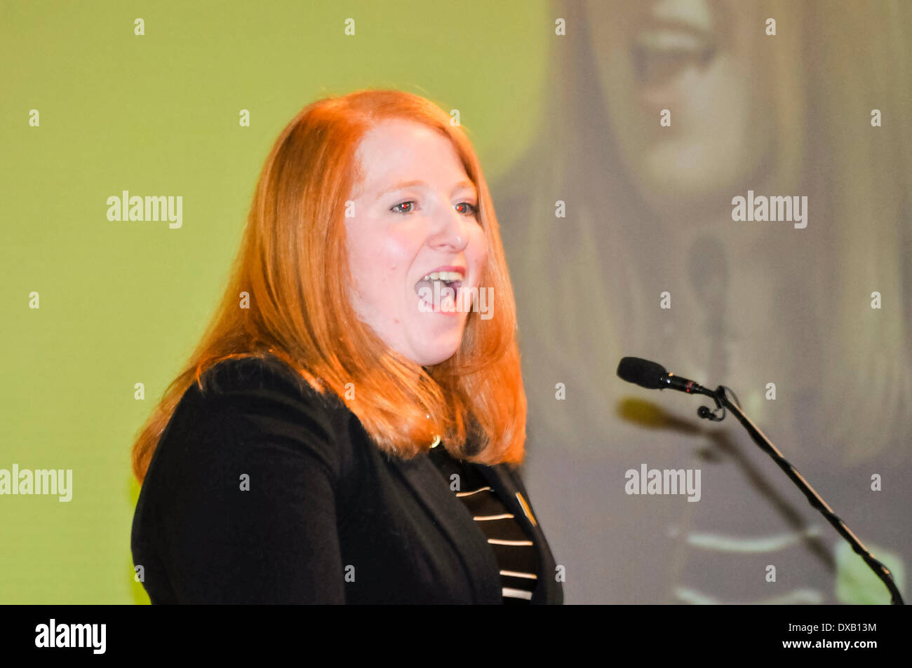 Belfast, Nordirland. 22 Mär 2014 - MP für East Belfast, Naomi Lange, Adressen der Alliance Party Konferenz Credit: Stephen Barnes/Alamy leben Nachrichten Stockfoto