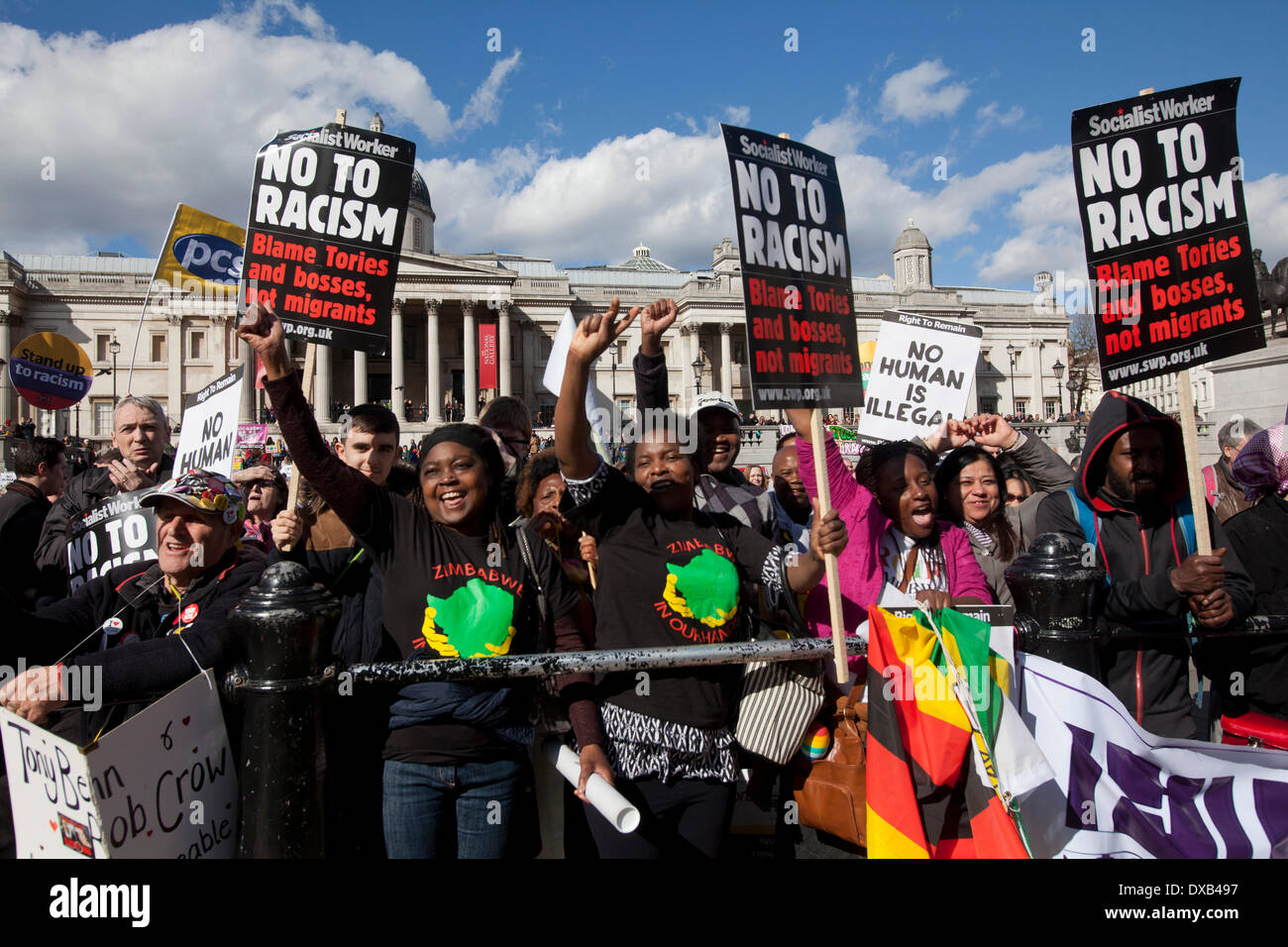 London, UK. 22. März 2014. Eine antirassistische März vom Parlament zum Trafalgar Square aus Protest gegen den Rassismus in London. Bildnachweis: Sebastian Remme/Alamy Live-Nachrichten Stockfoto