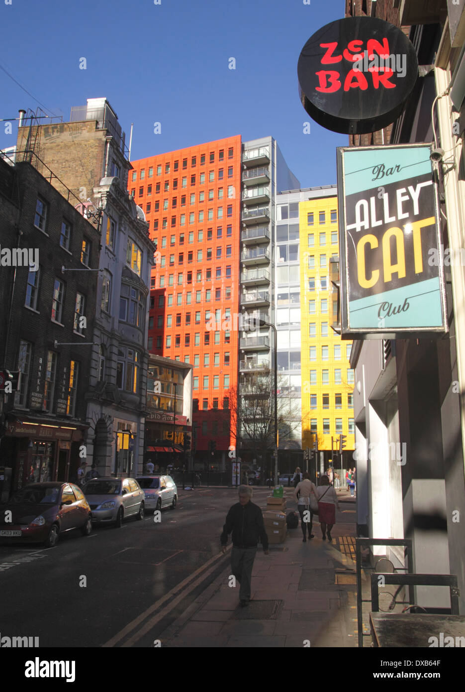 Londoner Denmark Street und Alley Cat club Stockfoto